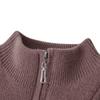 Men's Casual Half-Zip Cable Knit Pullover Sweater with Stand Collar for Fall and Winter