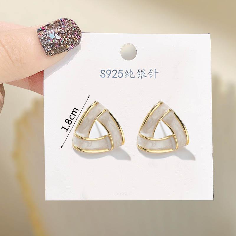 New Fashion Triangle Earrings for Women Colorful Enamel Korean New Imitation Pearl Dangle Earrings Unusual Boho Party Gifts