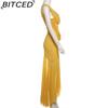 BITCED Summer Women's Solid-Colour Slim-Fit High-Waisted Fashion Strapless Sleeveless Mesh Dress