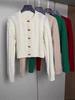 Women's Wool Cable Knit Cardigan Sweater - Autumn/Winter High-Waisted with Horn Button