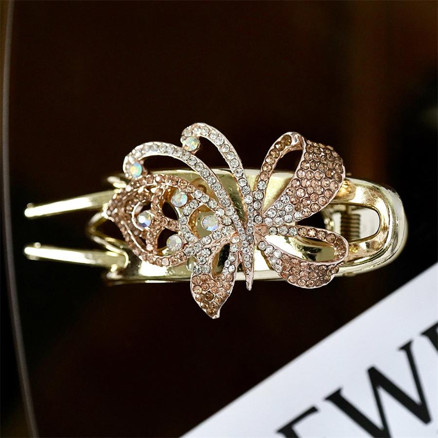 Fashionable Light Luxury High-end Rhinestone Pearl Clip Hairpin Women's Elegant Temperament Glass Black Gray Hairpin Strap