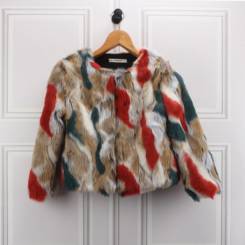 Europe, America, autumn and winter imitation fur ethnic style rabbit fur jacket short women's fur top