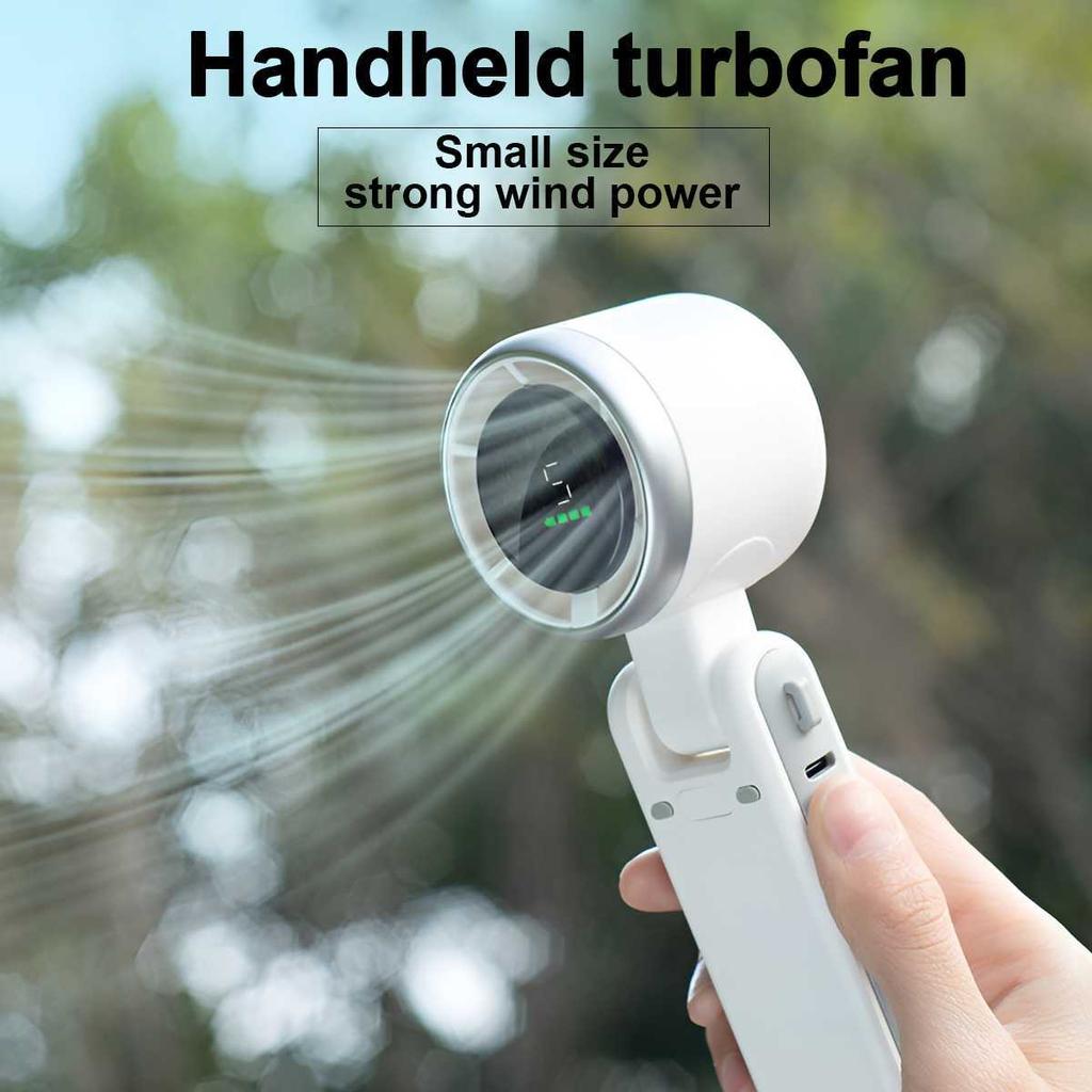 Portable Handheld Fan Adjustable Mini Fan Hair Dryer, 5-speed Bladeless Folding Handheld Fan with Digital Display Screen