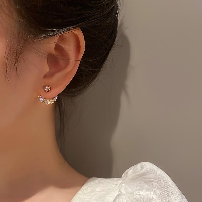 Zircon Women's Earrings 2023 Summer New In Fashion Star Moon Stud Earring Aesthetic Luxury Designer Zircon Wedding Gift