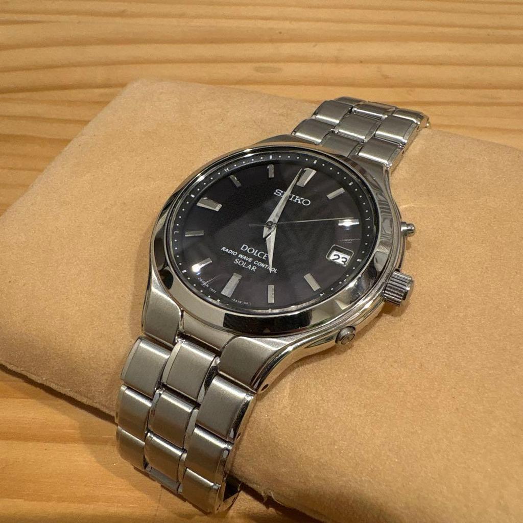 Used SEIKO Dolce Radio Wave Solar Watch Black Dial Date