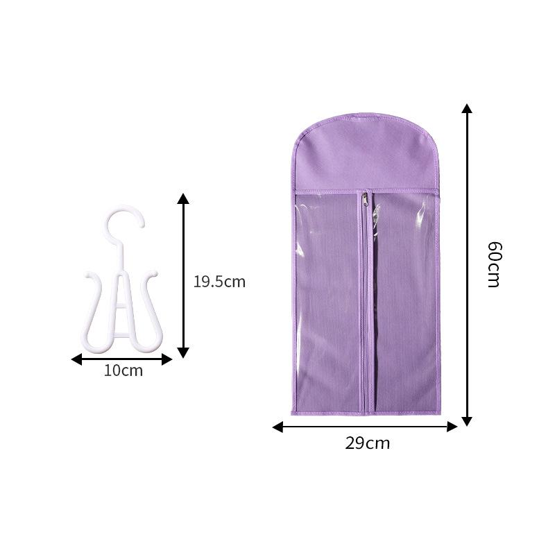 

Real Hair Full Cap Wig Storage Bag with Hook & Zipper, Dustproof, Printed Logo 29*60 cm