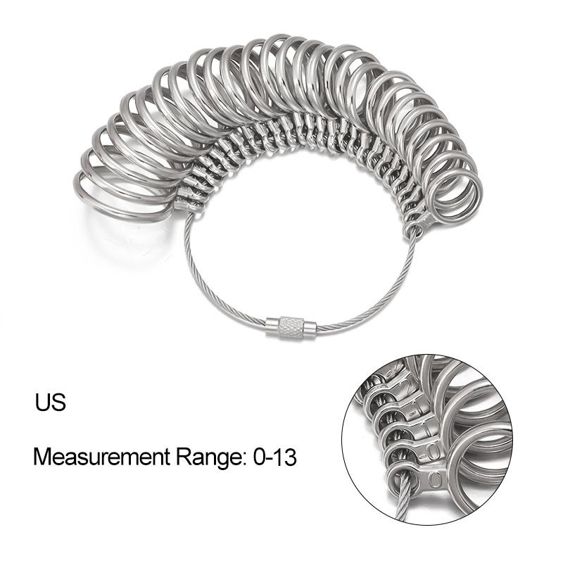 1 Set US/EU/JP/KR/UK Ringmaßband Fingerumfang messen Messstab Aluminium Metallringe Dorn US-Größe Schmuckwerkzeug