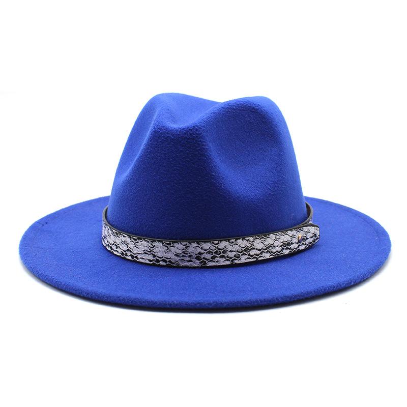 Seasonal White Big Eaves Hat Flat Edge Top Hat Men'S And Women'S Woolen Jazz Hat Lmn173