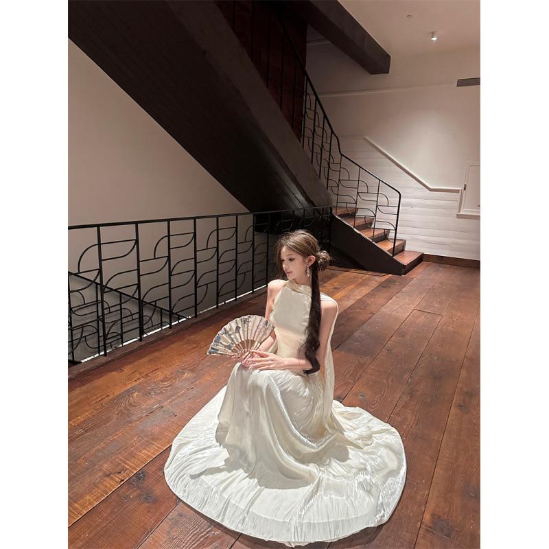 Real Shot, French Neck Dress Can Be Worn Every Day, Engagement Night Birthday Small Light Dress Skirt Temperament Beautiful Long Dress