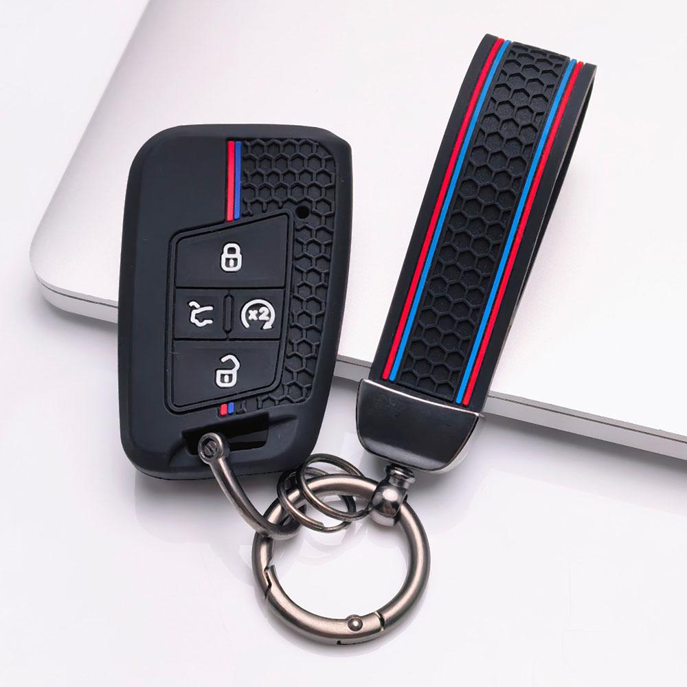 Copritasto in Silicone a 4 Pulsanti Portachiavi per VW Golf 8 Magotan B9 Passat Tayron Lamando L, Adatto per VW Golf Passat, Custodia Protettiva Antigraffio