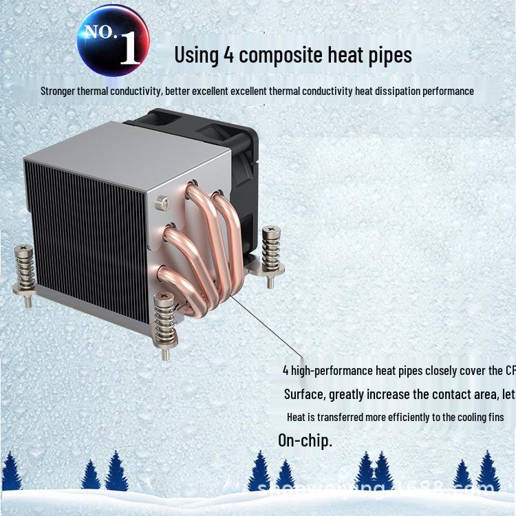 Jinfengbao 2U CPU Cooler with 4 Heatpipes for 115X/2011/1700 Sockets, 12th Gen, PWM