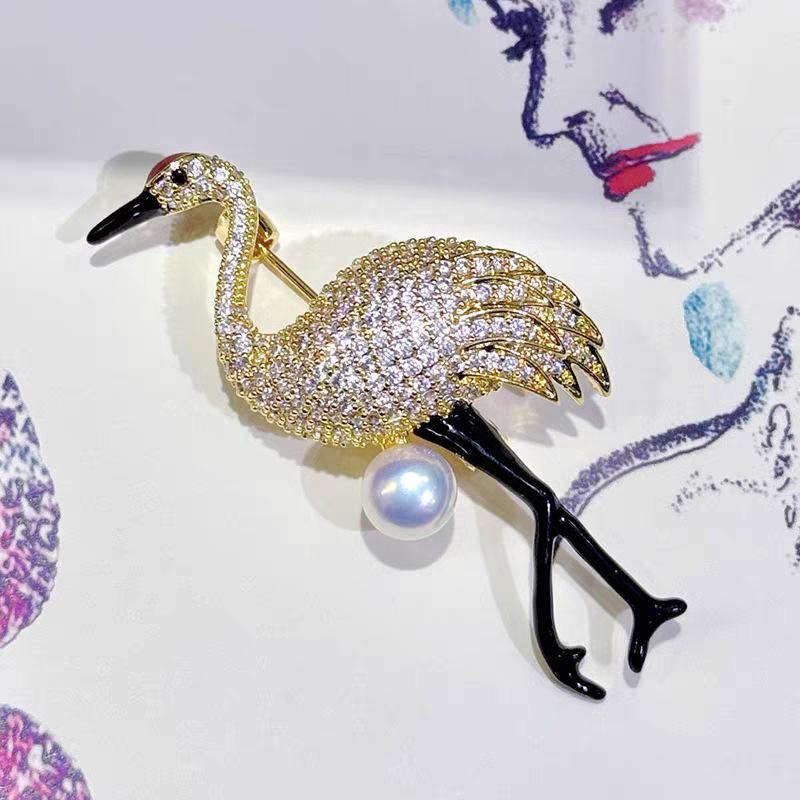 Squisita Gru Brooch di Lusso e di Alta Gamma