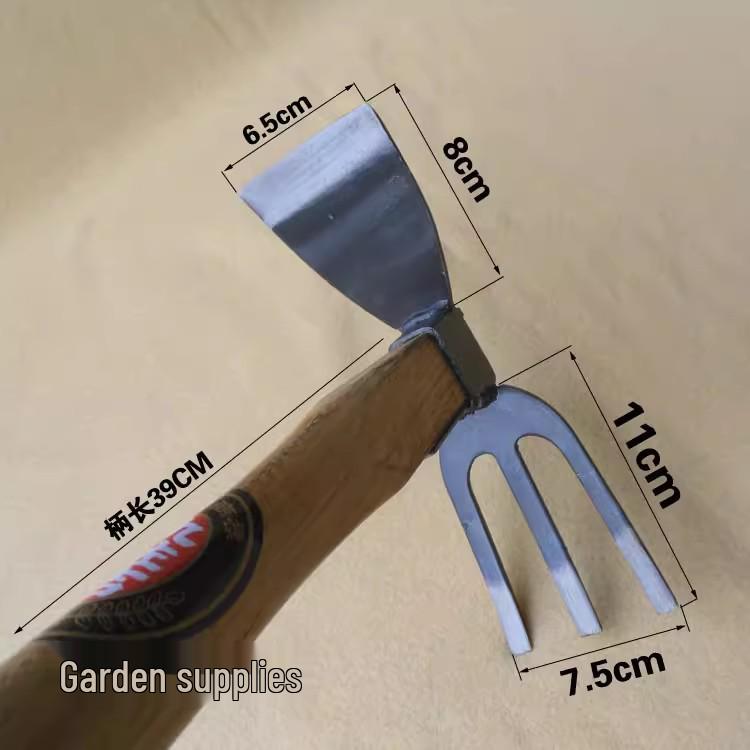 Jiusaoji Stainless Steel Two-in-One Hoe Rake: Forged Small Hoe and Rake for Planting Flowers and Vegetables.