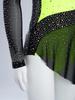Girls Gymnastics Costume Long Sleeve Sheer Mesh Design Patchwork Sparkling Rhinestones Color Block Leotard