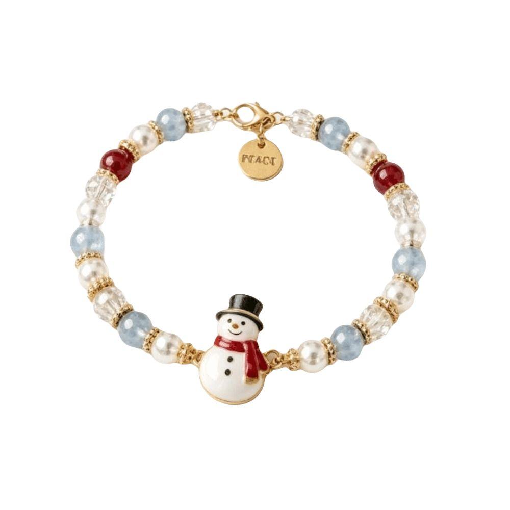 Santa Claus Crystal Beaded Bracelet Snowman Women Bangle Christmas Bracelets Party Favor