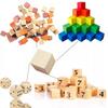 12/24 pz 35/40/50mm Cubi di Legno Grezzo Non Finiti, Blocchi di Legno Massello Naturale Lisci per Fai da te, Artigianato, Decorazione Casa, Puzzle, Pittura
