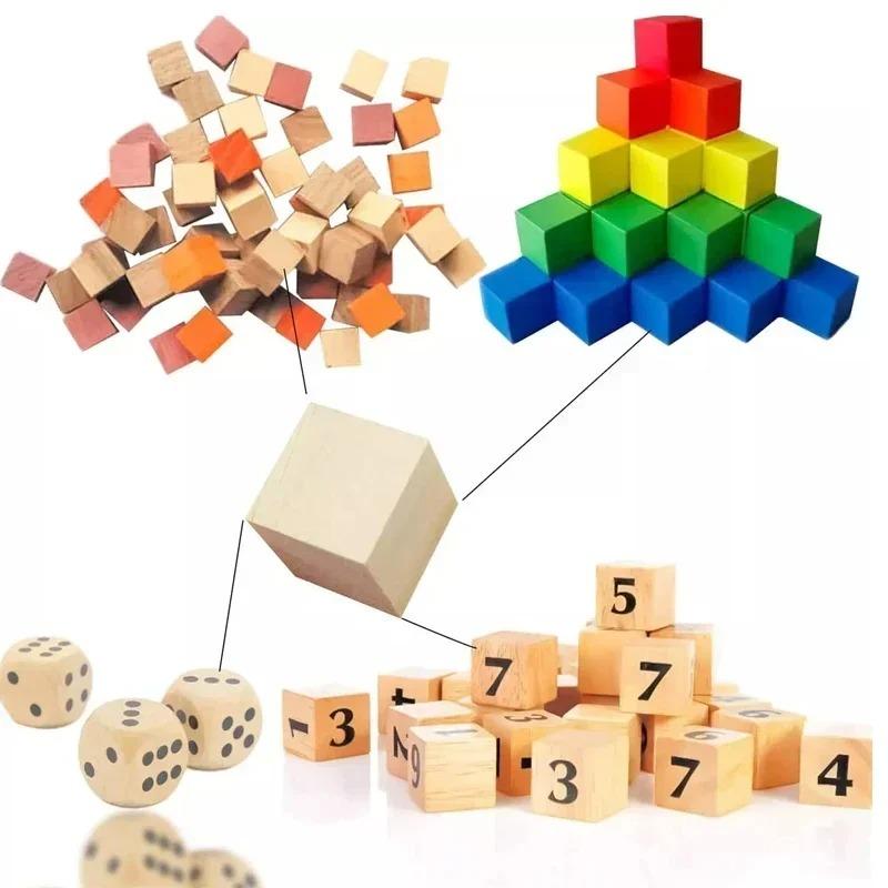 12/24 pz 35/40/50mm Cubi di Legno Grezzo Non Finiti, Blocchi di Legno Massello Naturale Lisci per Fai da te, Artigianato, Decorazione Casa, Puzzle, Pittura