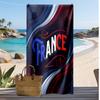 France Football Print Beach Towel Quick Dry Super Absorbent Soft Bath Towel for Swimming Beach Travel Fan Souvenir Gift