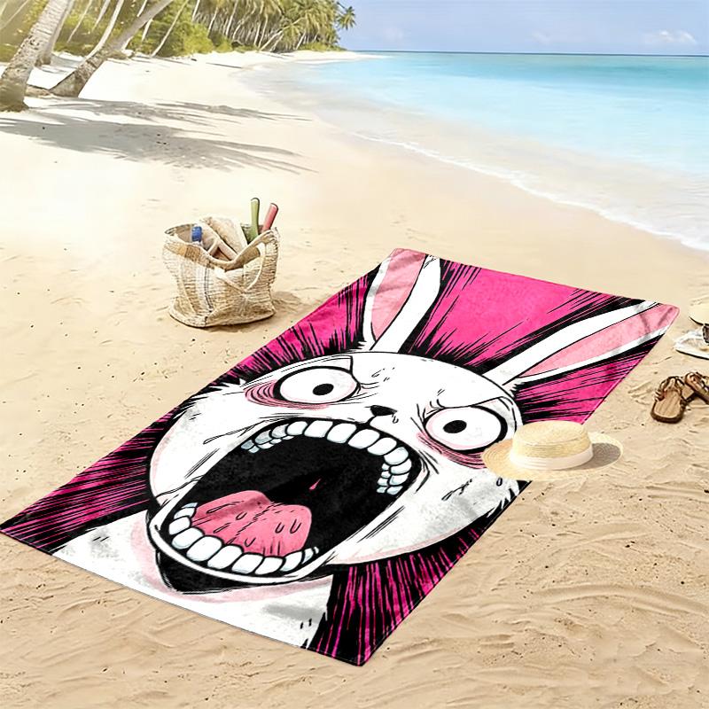 Cartoon Rabbit 2D Flat Print Beach Towel, Large Soft Quick Dry Towel for Beach Camping SwimmingZSTJ0915257