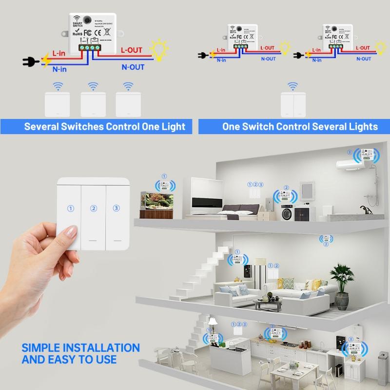 Drahtloser Lichtschalter 433MHz Fernbedienung 1/2/3fach Schalter Wand Smart Beleuchtungsschalter 10A 110V 220V Für LED Licht Lampe Smart Home Zubehör