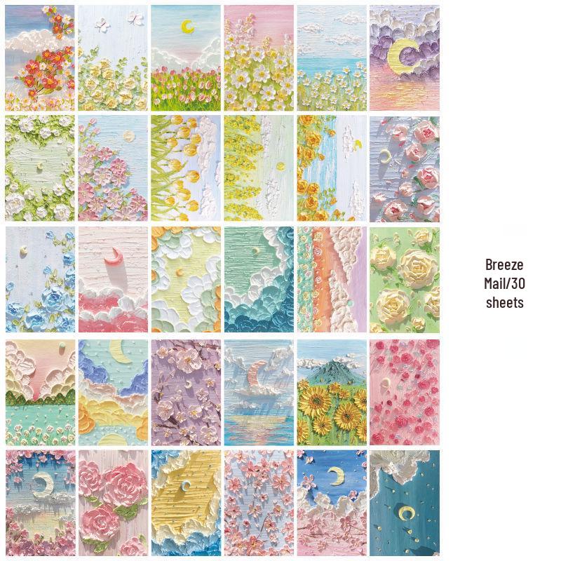 

Бриз отправляет письмо: Красивая масляная живопись Пейзаж Искусство Открытка для Студенческого Декора, Памятки, Поздравления или Подарка