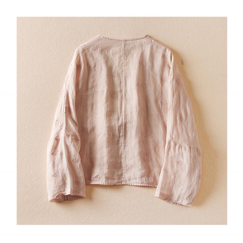 Retro Women's Embroidered Cotton-Linen Cardigan - Versatile Loose-Fit Short Jacket, Spring 2026 Arrival
