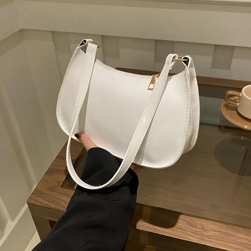 Retro fashion glossy PU leather shoulder bag casual commuting women's handbag single shoulder crossbody bag