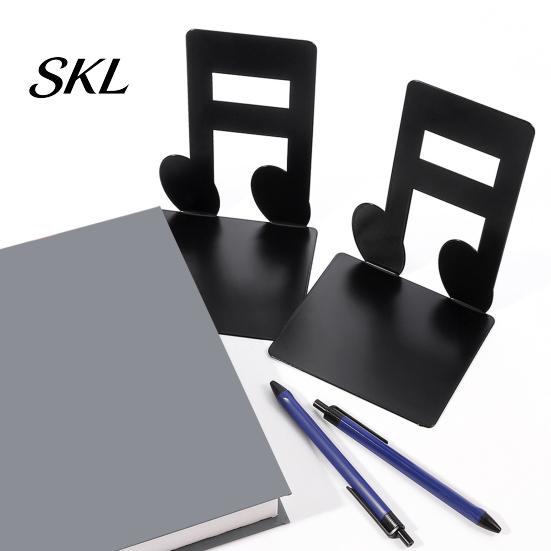 Music Decoration 1 Pair Metal Book Ends, Piano Musical Notes Decorative Bookend for Shelves, Heavy Cut Bookends Duty Holder Stand, Non-skid