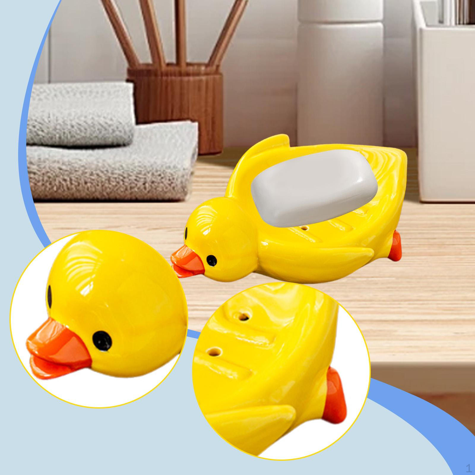 

Duck Soap Dish Ceramic, Easy Cleaning, Cute Self Draining Tray for Washroom Bar Countertop