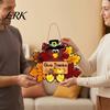 Indoor Thanksgiving Sign Wooden Sign, Turkey and Pumpkin Welcome Wall Hanging Decor with "Give Outdoor Decoration Thanks", Rustic Farmhouse