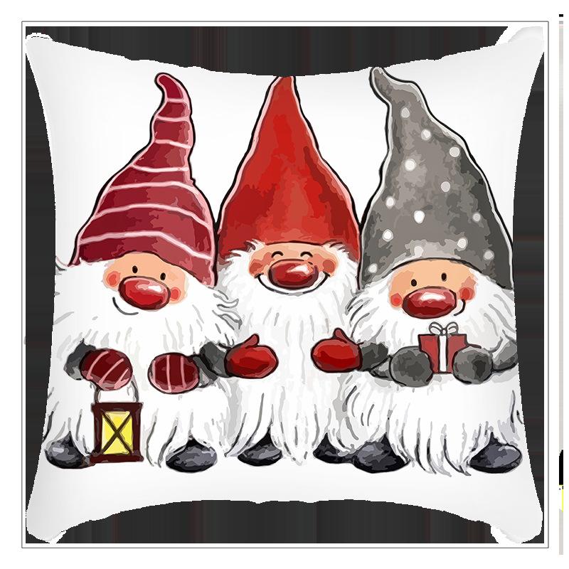 Новая рождественская наволочка Лен Принт Олень Санта Украшение Праздничная наволочка Премиум Прочное качество Полезная Практичная 45 * 45Cm pillowcase