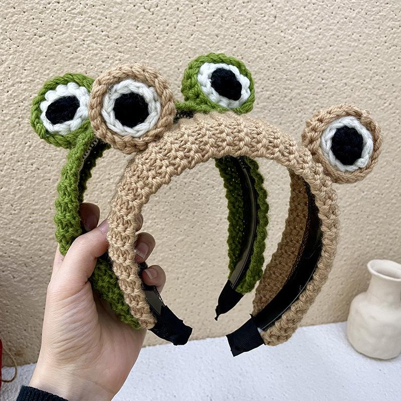 Cartoon Cute Big-Eyed Frog Knitted Hair Hoop for Women