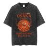 Vintage Washed Osaka Dotonbori Drunken Octopus Takoyaki Funny T Shirts Men Women Retro Japanese Style Oversized Cotton TShirts