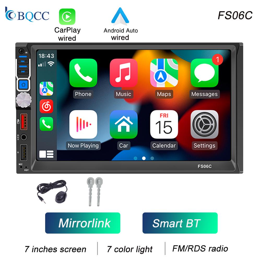 

BQCC 2 Din 7 дюймов автомобильный MP5-плеер проводной или беспроводной carplay Android auto mirorlink Dual BT 7 цветных индикаторов FM RDS радио автомобильное радио