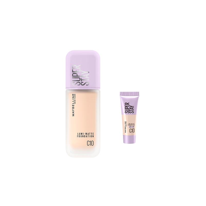 Maybelline SUPERSTAY and makeup foundation, oil control, clear Light Kiss Long-lasting Liquid Foundation-C10 Powder Porcelain White C10 Sample 10ml