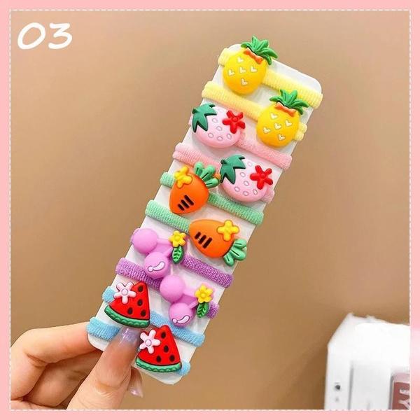 10pcs Children Cute High Elastic Headband Hair Accessories Little Girl Candy Color Trendy Hair Circle Headband