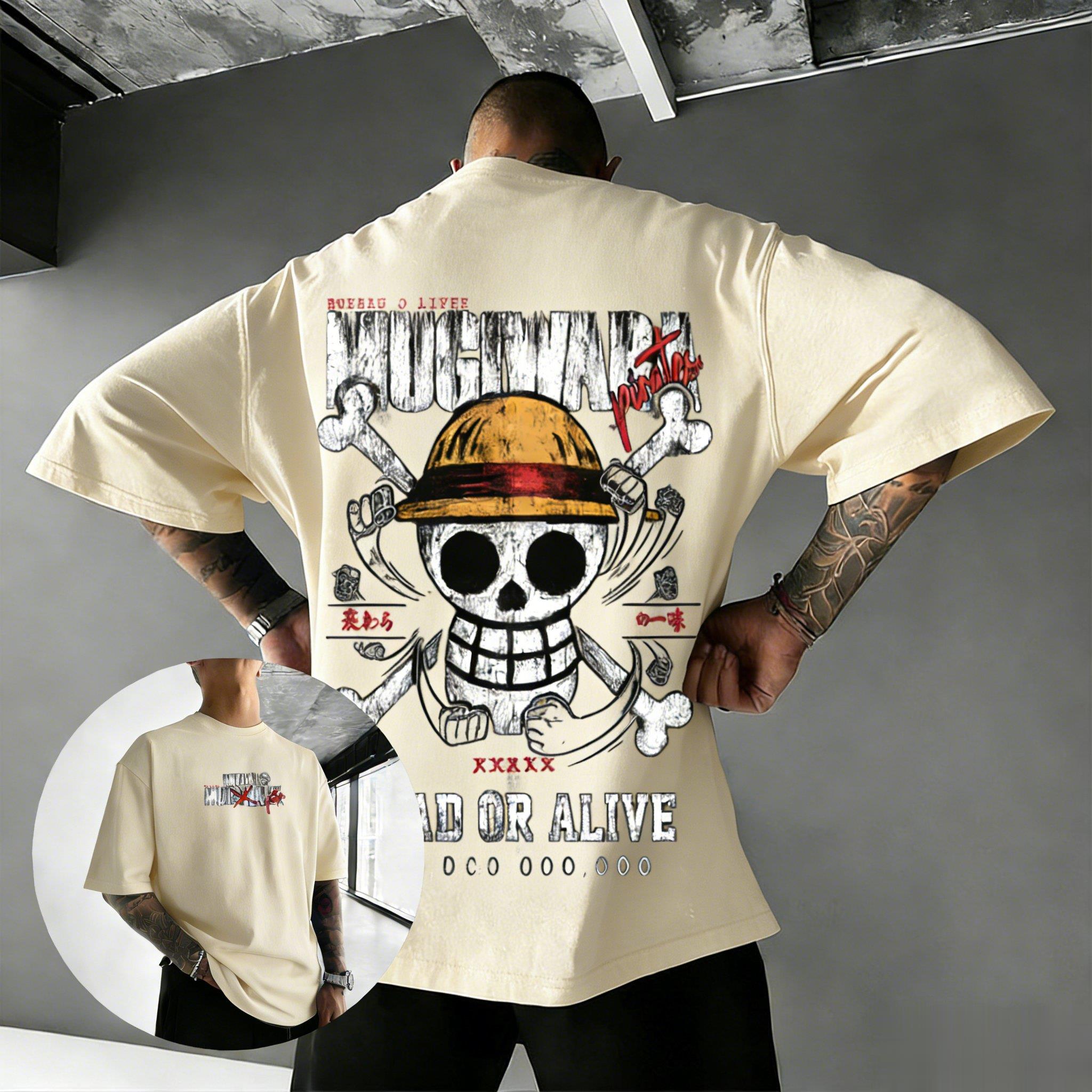 One Piece Luffy Totenkopf Anime T-Shirt Herren Damen Streetwear Baumwolle Kurzarm T-Shirt 2026 Sommer Grafikdruck Übergroß Lässige Oberteile M