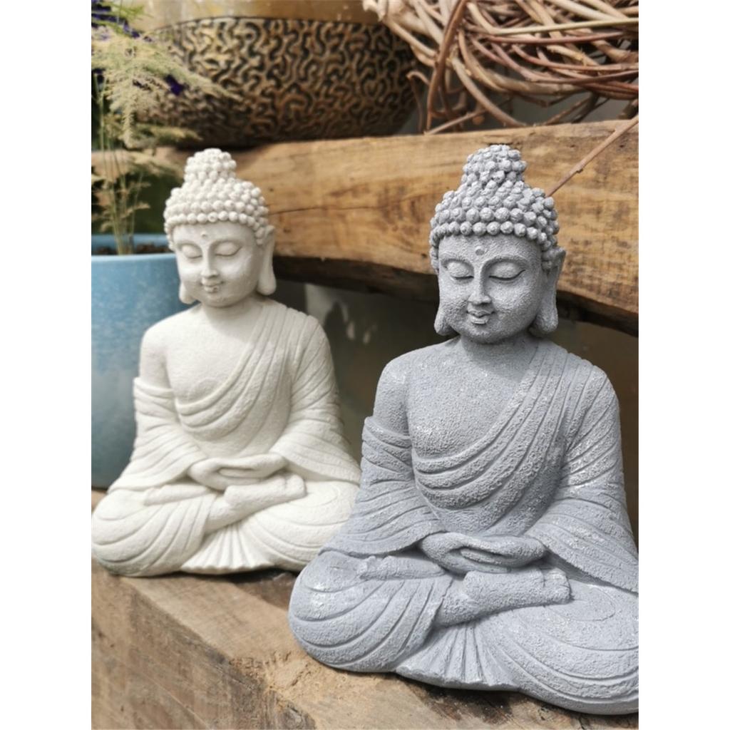 Statua di Buddha da Giardino Vintage da 9 Pollici Statuetta Scultura Buddismo Zen da Interno Esterno Giardino Decorazione Ornamento per Casa Ufficio Negozio