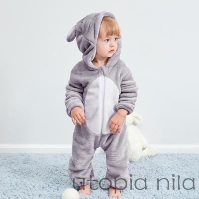 Newborn Baby Girl Boy Cartoon Animal Hooded Flannel Romper Jumpsuit Warm Clothes