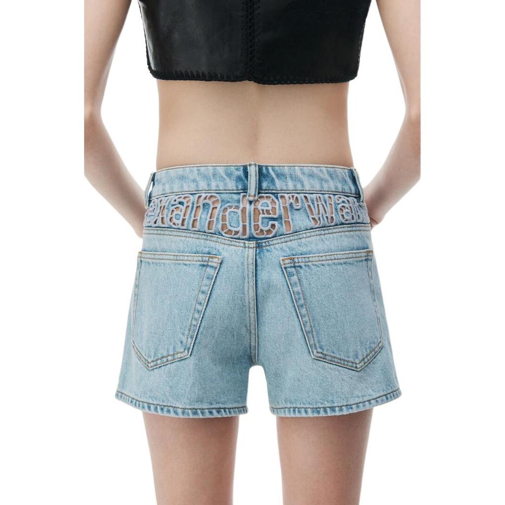Alexander Wang Logo Cut Out High Waisted Denim Shorts Women's 4DC2244304453