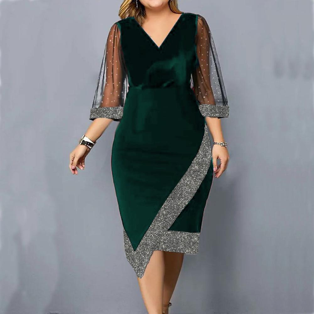 L-5XL Large Size Dress for Women Plus Size Black Vestidos Formal Occas Dress Elegant Long Skirt Party Female Clothin