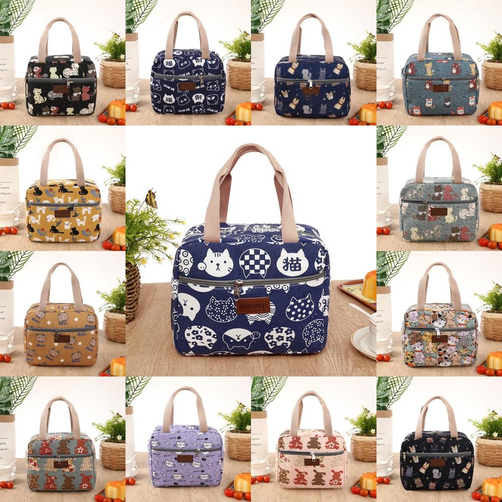 Canvas Lunch Bag For Office Workers With Thickened Handle And Style For Daily Use