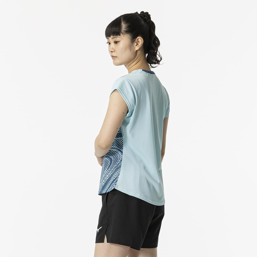 Blue Glo Dry Aeroflow Keeplite Tennis and Badminton Game Short DynaMotion Officially Approved by the Japan Badminton Model Size XL Women's Shirt,