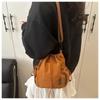 Korean Style Nylon Shoulder Bag Purse Small Crossbody Bag Cute Drawstring Bucket Bag  Office Worker