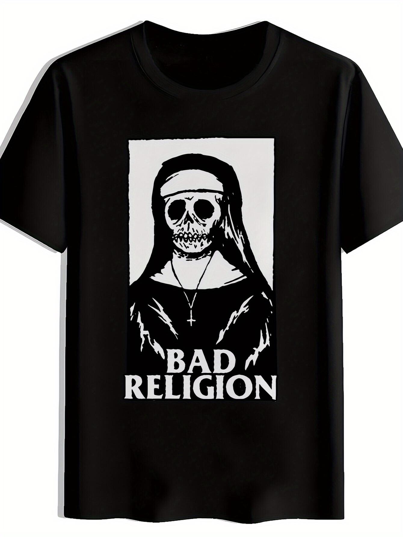 Retro Rock Band Graphic T-shirt - Bad Religion Skull Design S