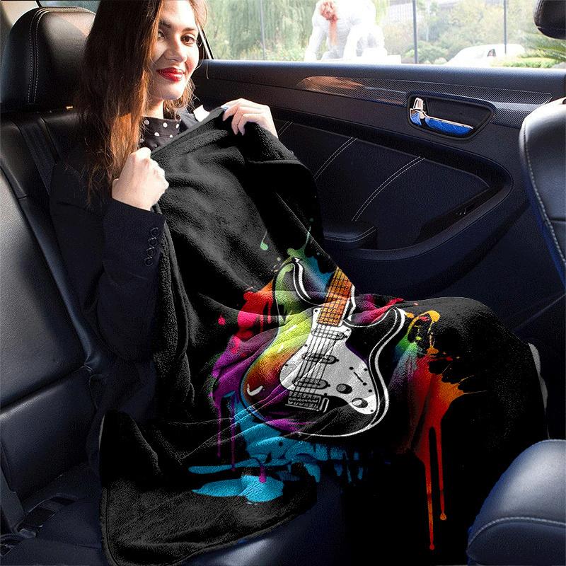 1pc Guitar Printing Lightweight Flannel Blanket, Comfortable and Warm Blanket, for Camping Sofa Bed and Couch Office, Gift