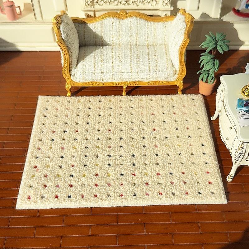1:12 Dollhouse Miniature Plush Carpet Fluffy Mat Model Photography Prop Kids Pretend Play Toys Doll House Mini Decoration Gifts