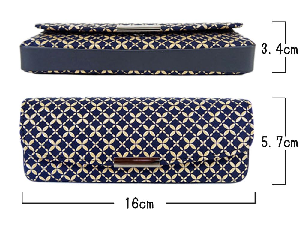 Inden H Glasses Hard Navy Blue Deerskin with White Shippo Pattern [Inden-ya] Case, Type, 4206, Lacquer,