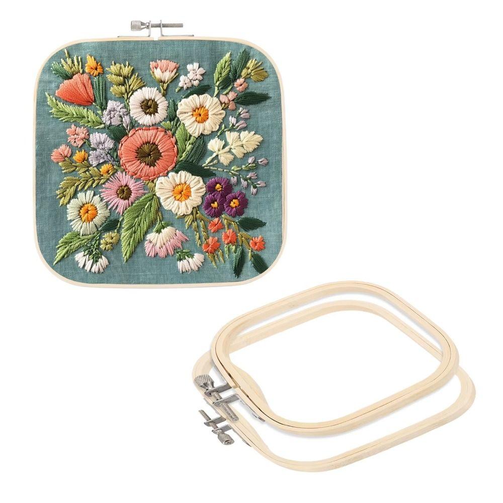 Bamboo Wood Square Embroidery Hoop Set Square Shape Cross Stitch Hoop  Home Handcraft