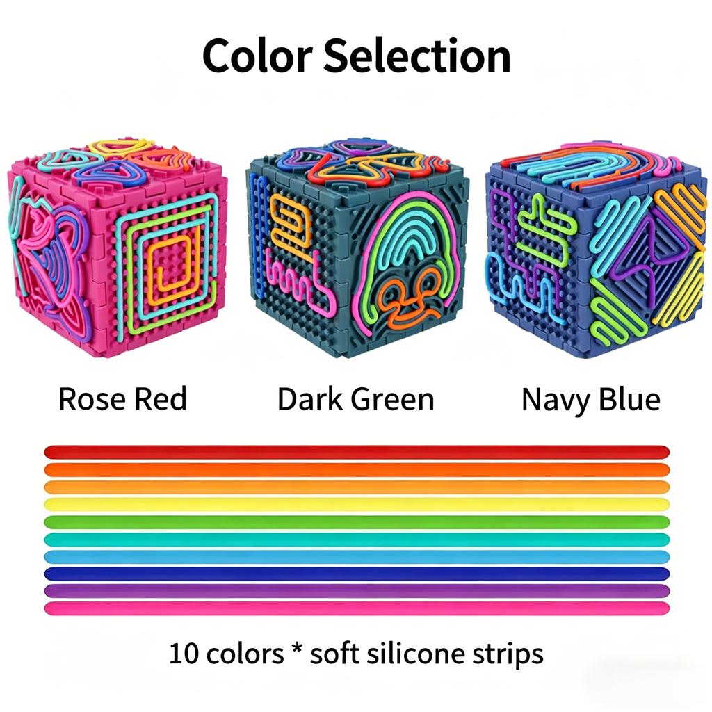 Children'S 3D Stereo Decompression Cube Silicone Sensory Toy, Baby Concentration Training Educational Building Blocks, Early Education Hands-On